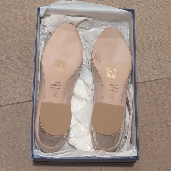 Stuart Weitzman FELICITY BLOCK PUMP 60 Nude Bow Block Heels Narrow 8.5 AA - Picture 7 of 12